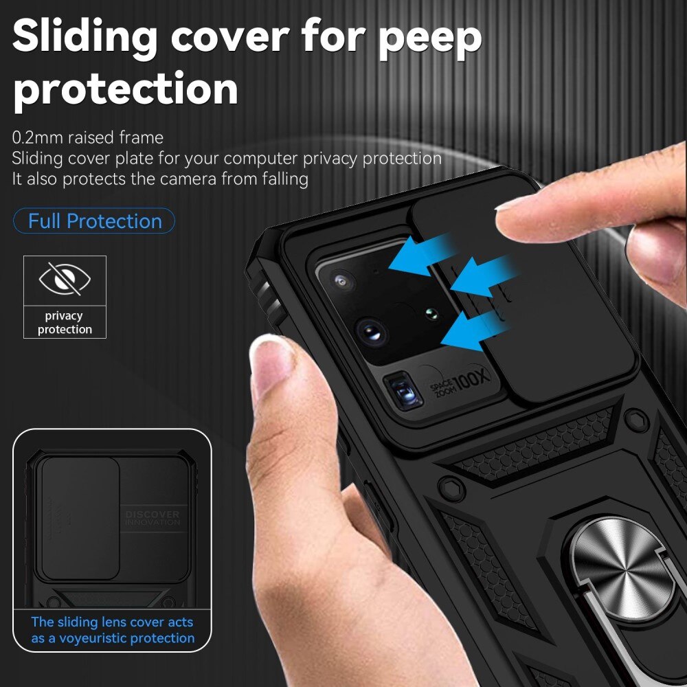 Hybridcover Tech Ring+Kamerabeskyttelse Samsung Galaxy S20 Ultra sort