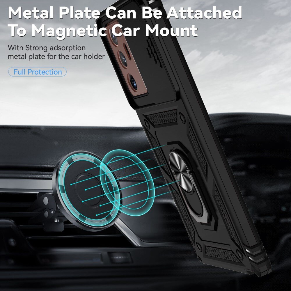 Hybridcover Ring + Kamerabeskyttelse Samsung Galaxy Note 20 Ultra Sort