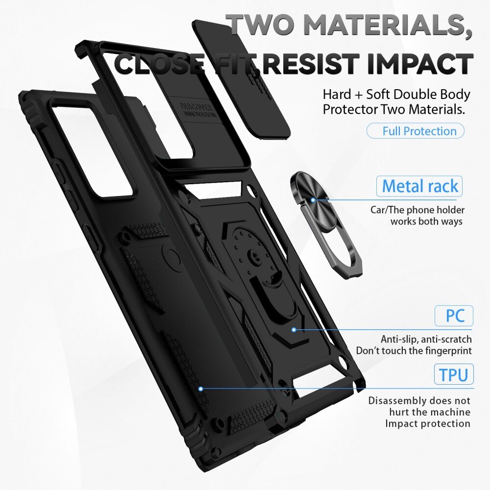 Hybridcover Ring + Kamerabeskyttelse Samsung Galaxy Note 20 Ultra Sort