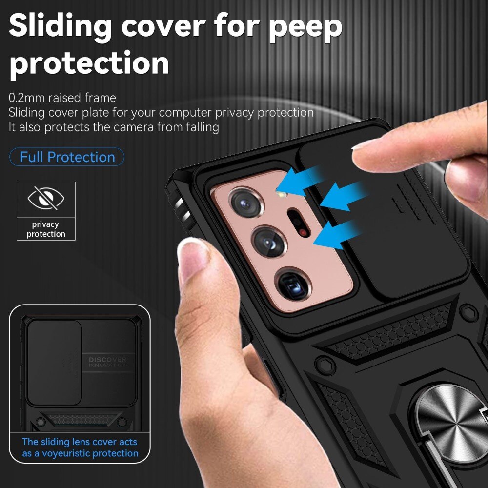 Hybridcover Ring + Kamerabeskyttelse Samsung Galaxy Note 20 Ultra Sort