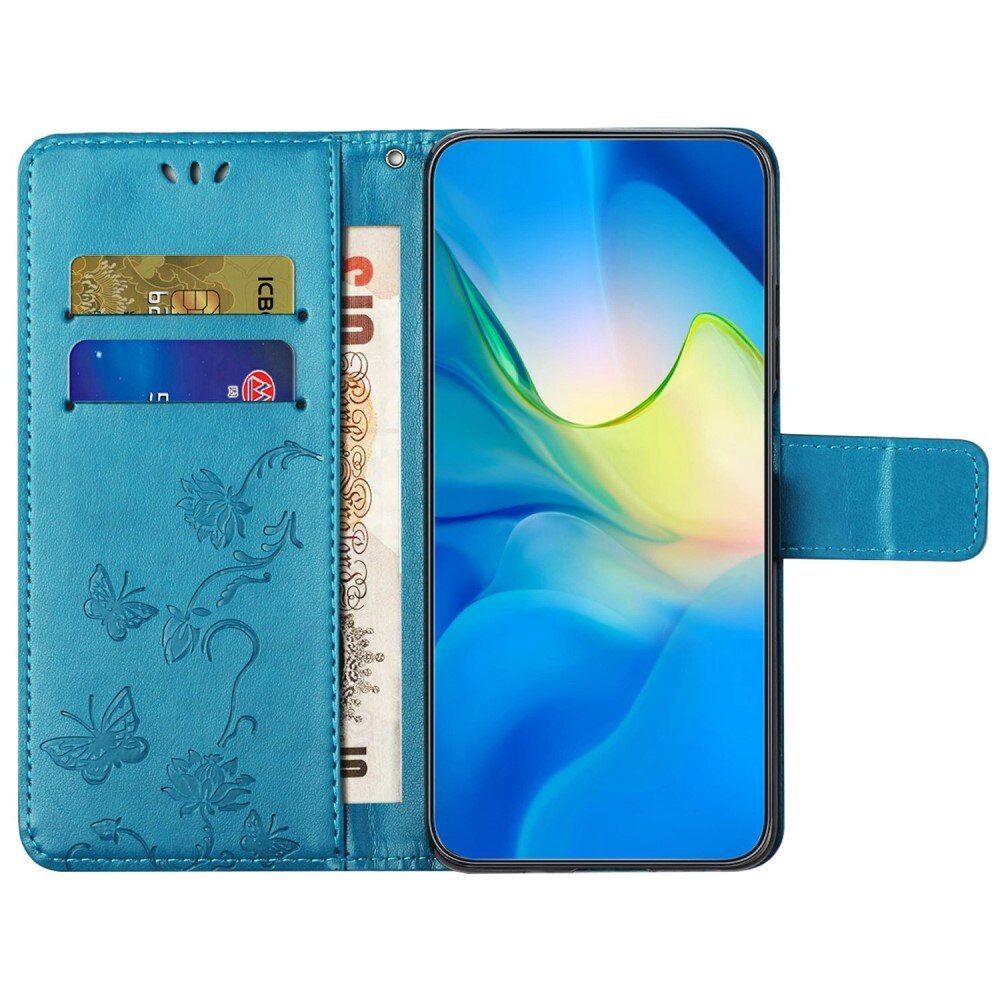 Læderetui Sommerfugle Motorola Moto E22i Blå
