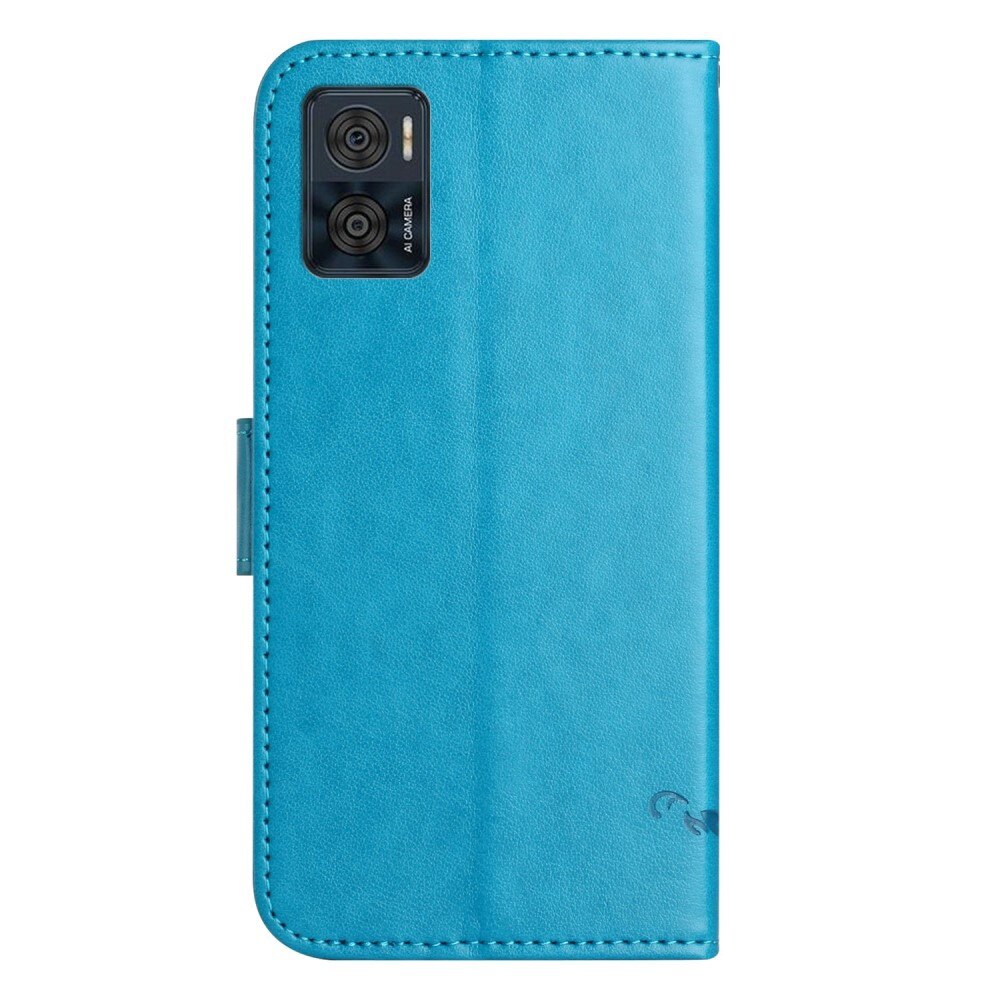 Læderetui Sommerfugle Motorola Moto E22i Blå