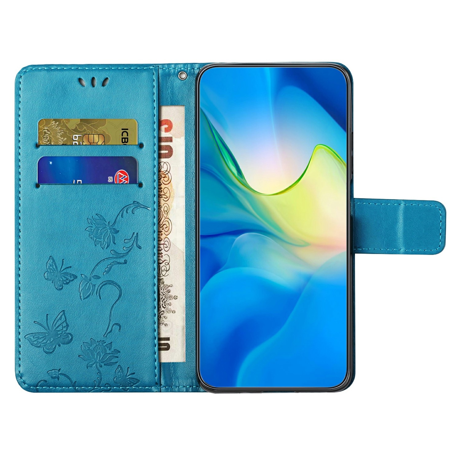Læderetui Sommerfugle Samsung Galaxy A17 Blå
