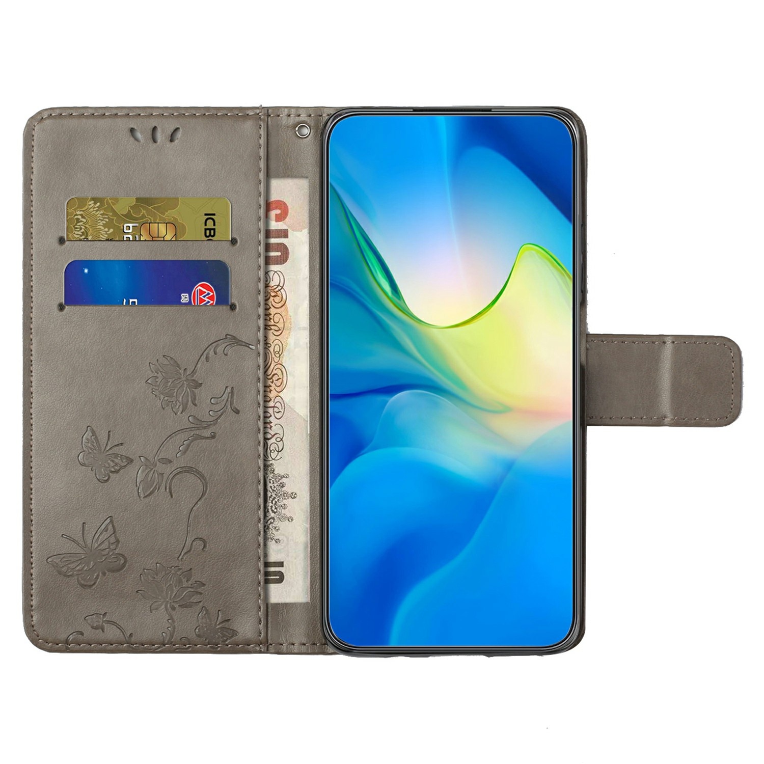 Læderetui Sommerfugle Samsung Galaxy A17 Grå