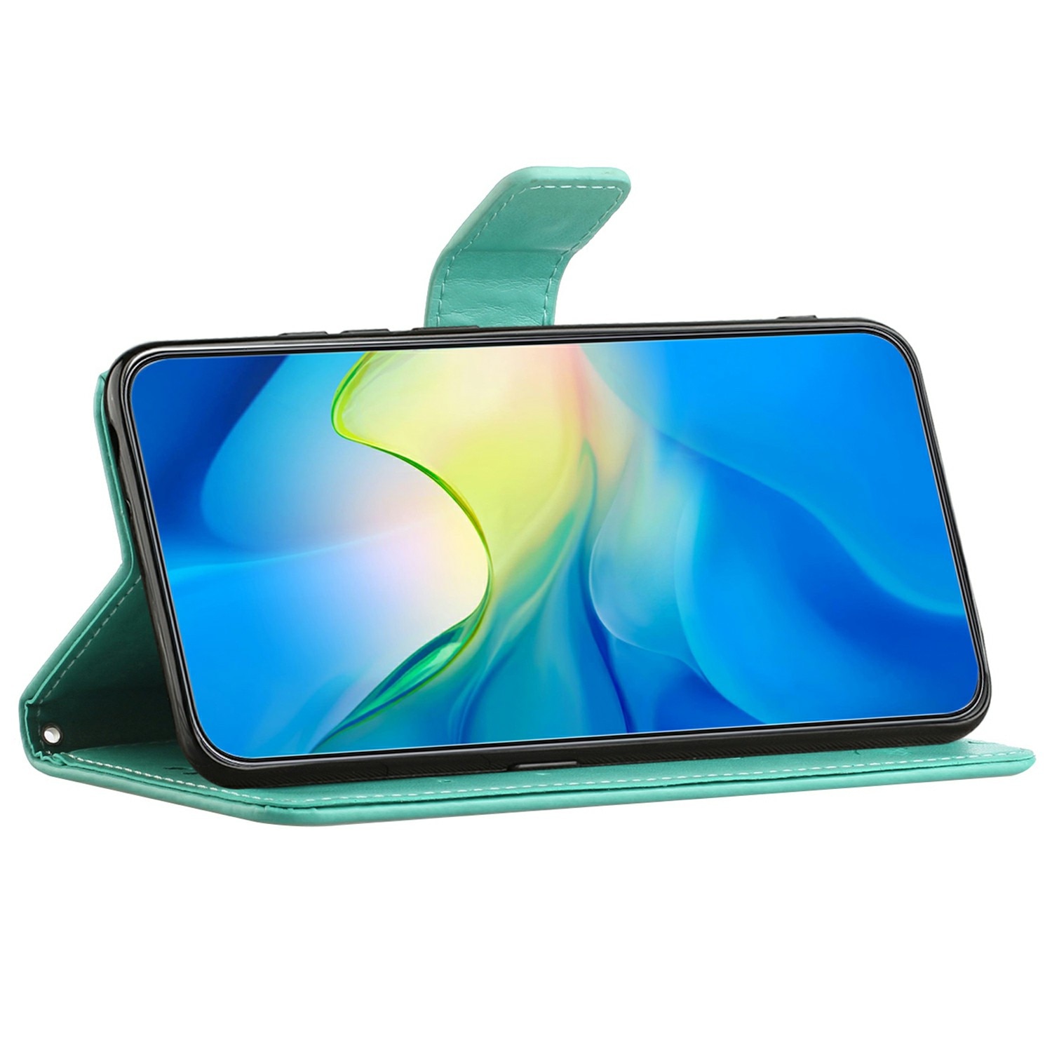 Læderetui Sommerfugle Samsung Galaxy A17 Grøn