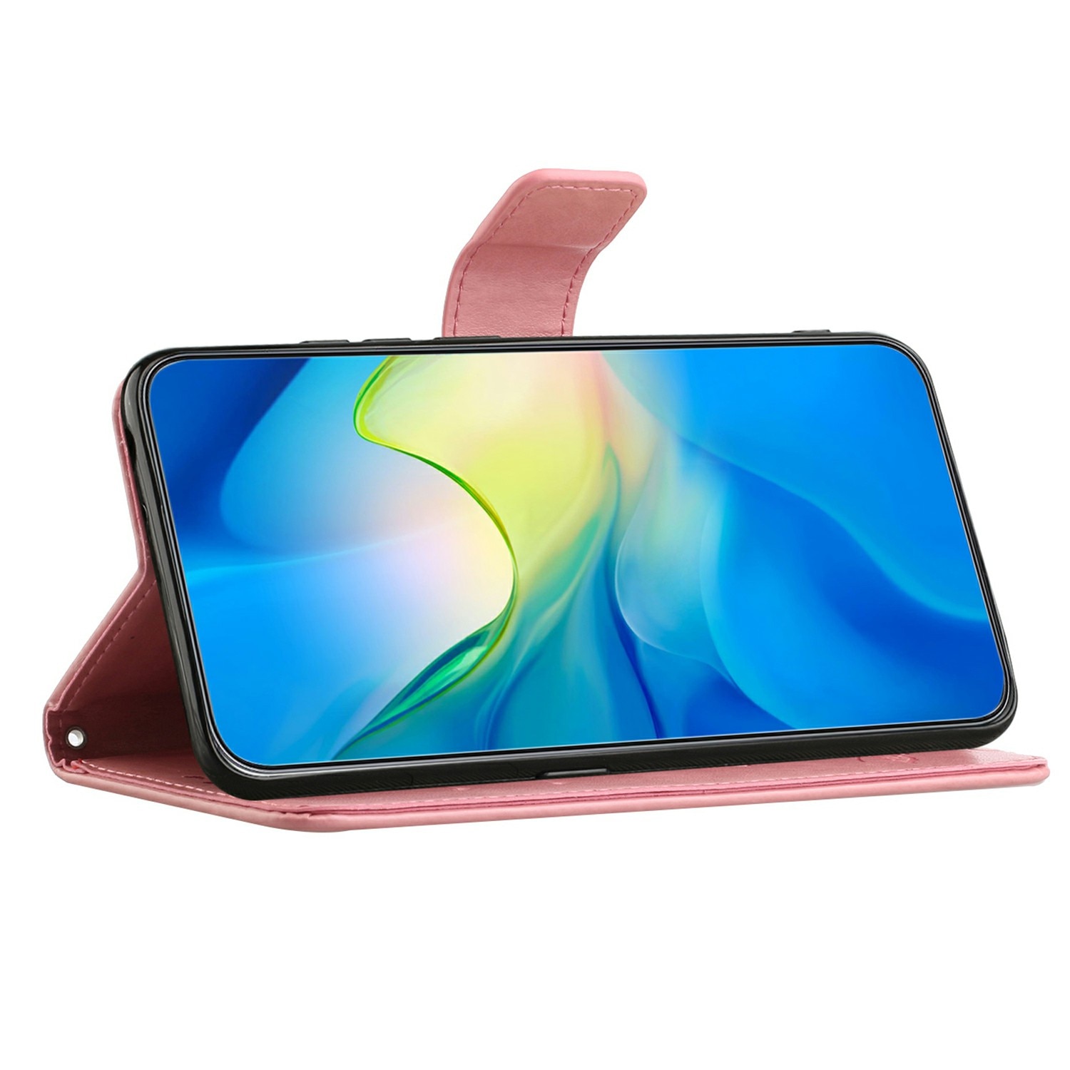 Læderetui Sommerfugle Samsung Galaxy A17 Lyserød