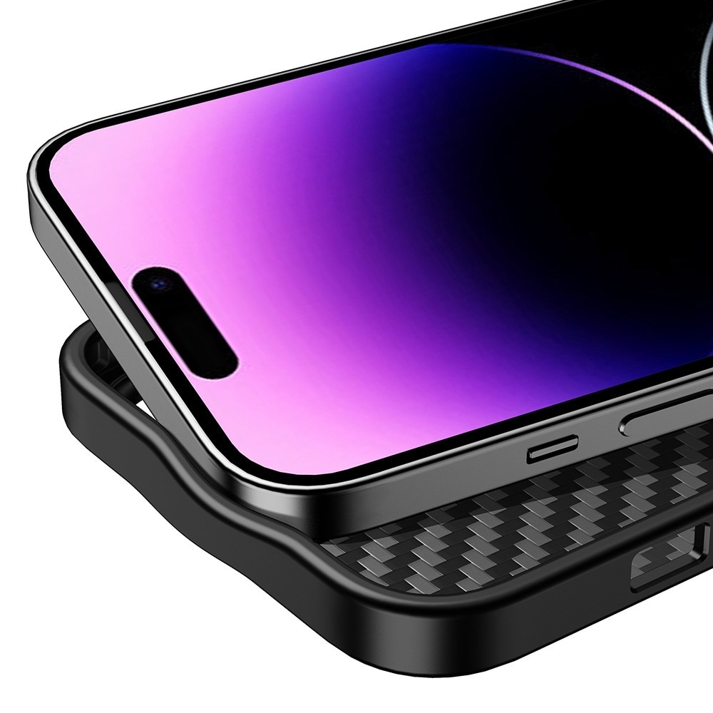 Hybridcover Kevlar MagSafe iPhone 14 Pro kulfiber
