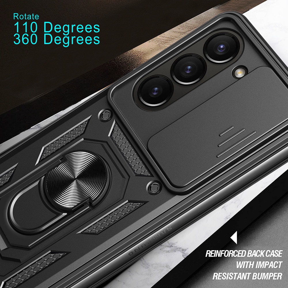 Hybridcover Tech Ring+Kamerabeskyttelse Samsung Galaxy Z Fold 7 sort