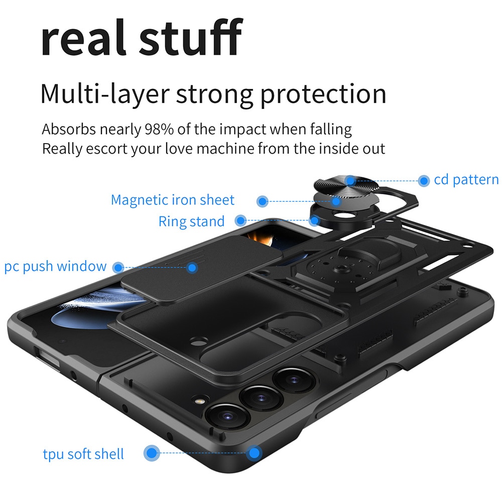 Hybridcover Tech Ring+Kamerabeskyttelse Samsung Galaxy Z Fold 7 sort