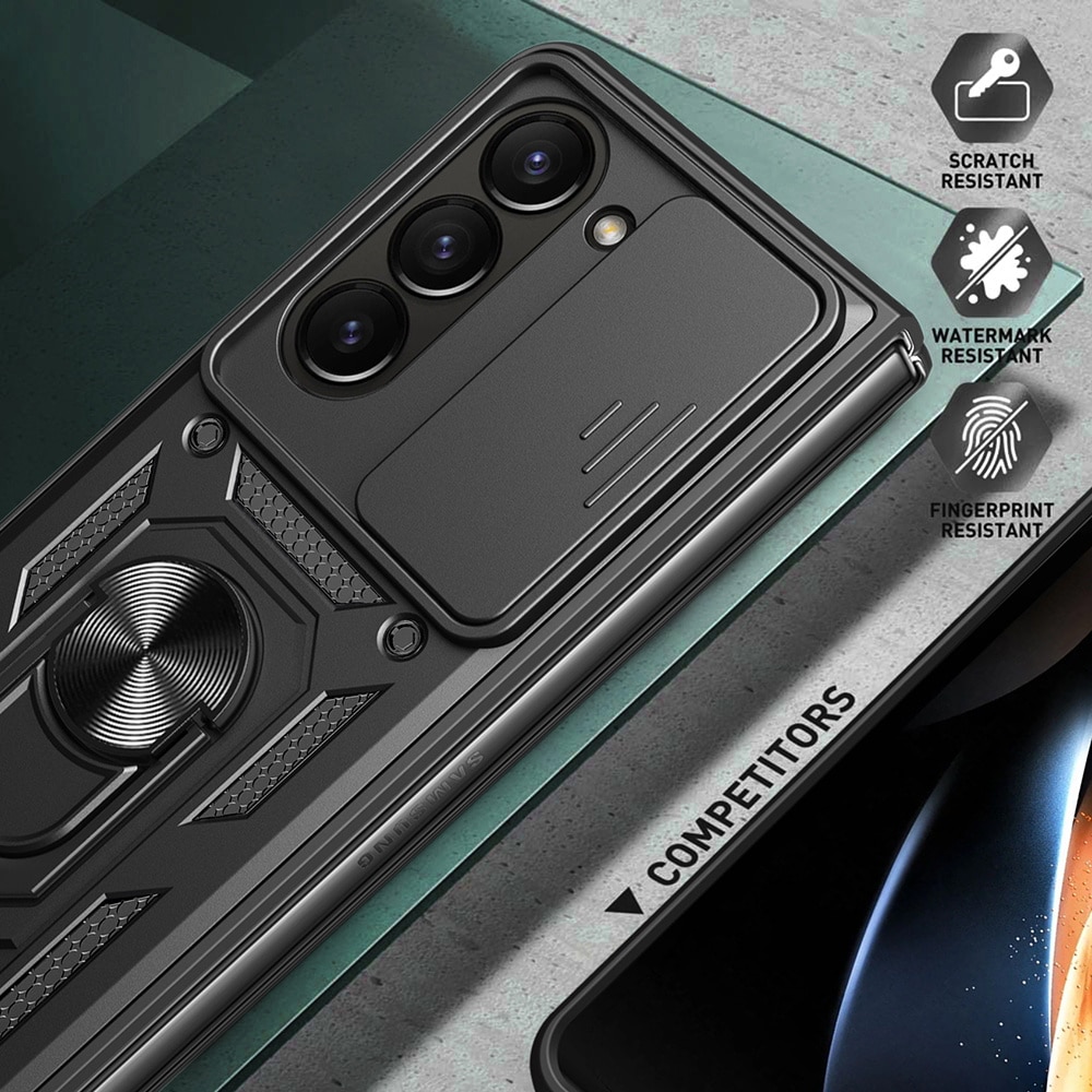 Hybridcover Tech Ring+Kamerabeskyttelse Samsung Galaxy Z Fold 7 sort