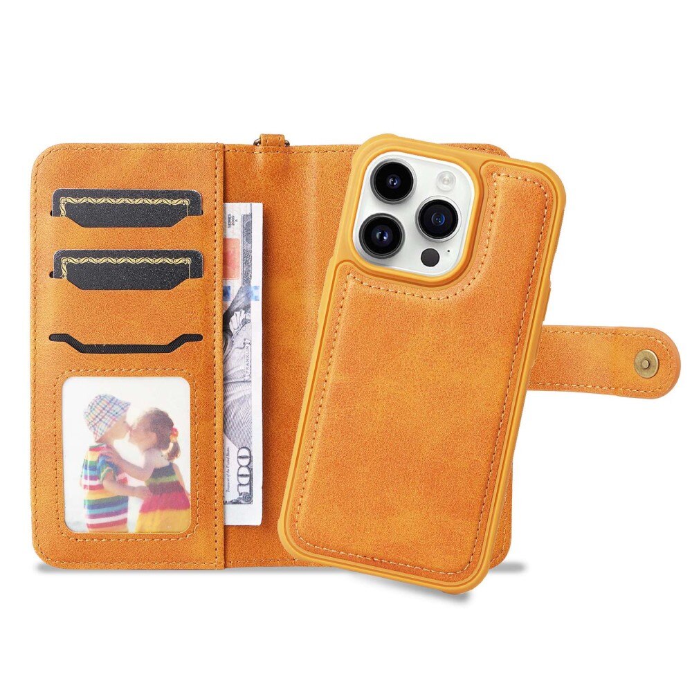 Magnet Leather Wallet iPhone 14 Pro cognac