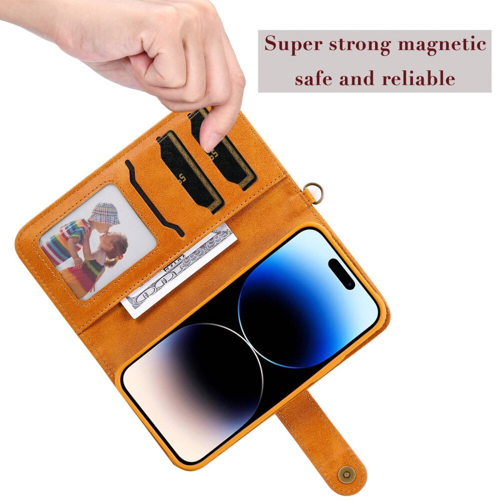 Magnet Leather Wallet iPhone 14 Pro sort