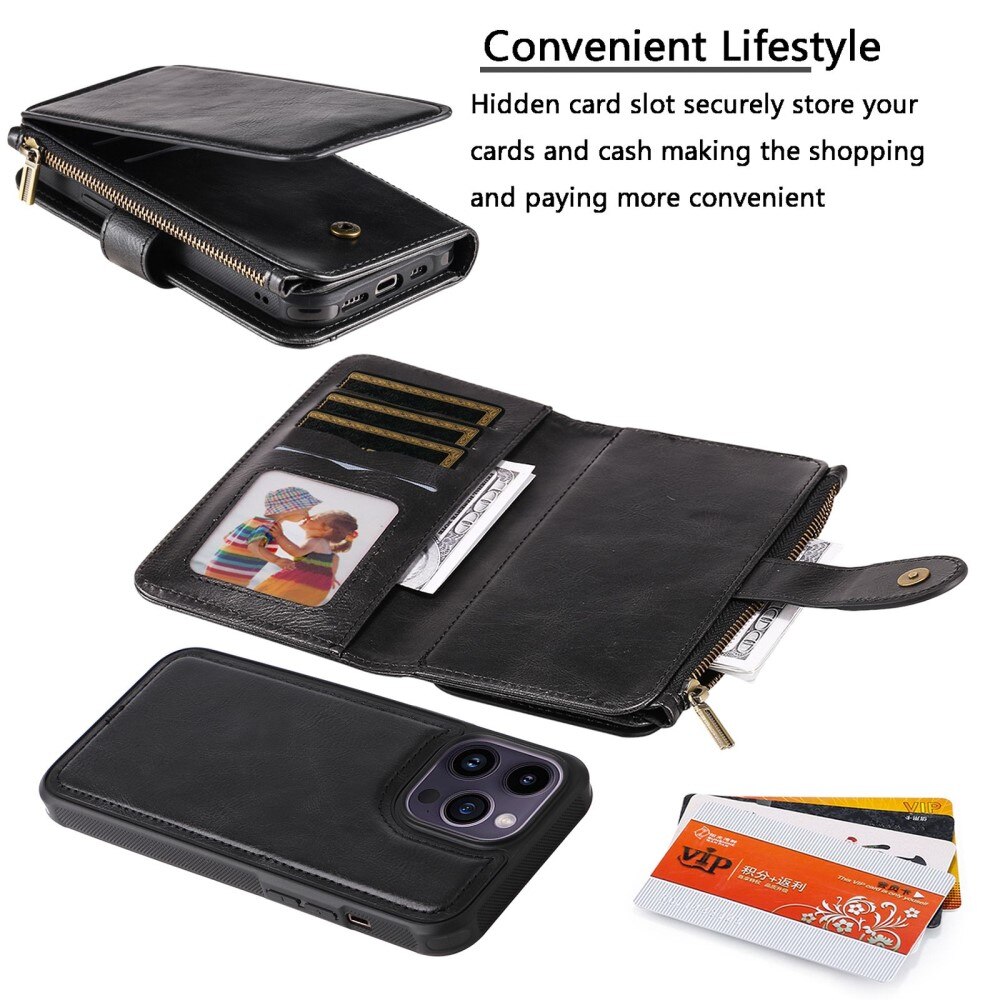 Magnet Leather Multi-Wallet iPhone 14 Pro Max sort