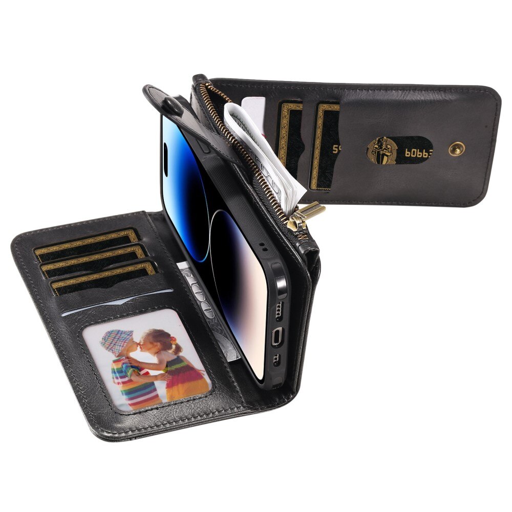 Magnet Leather Multi-Wallet iPhone 14 Pro sort