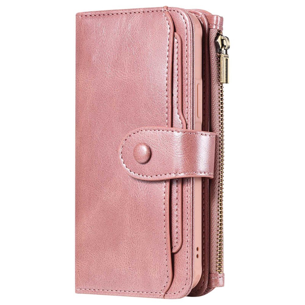 Magnet Leather Multi-Wallet iPhone 14 Pro lyserød