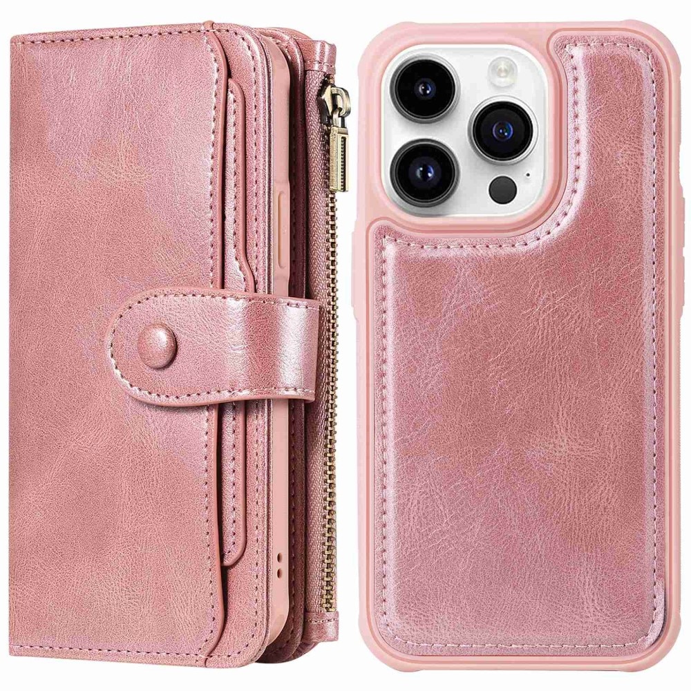 Magnet Leather Multi-Wallet iPhone 14 Pro lyserød