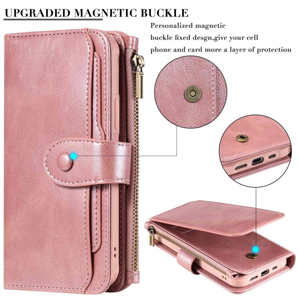 Magnet Leather Multi-Wallet iPhone 14 Pro lyserød