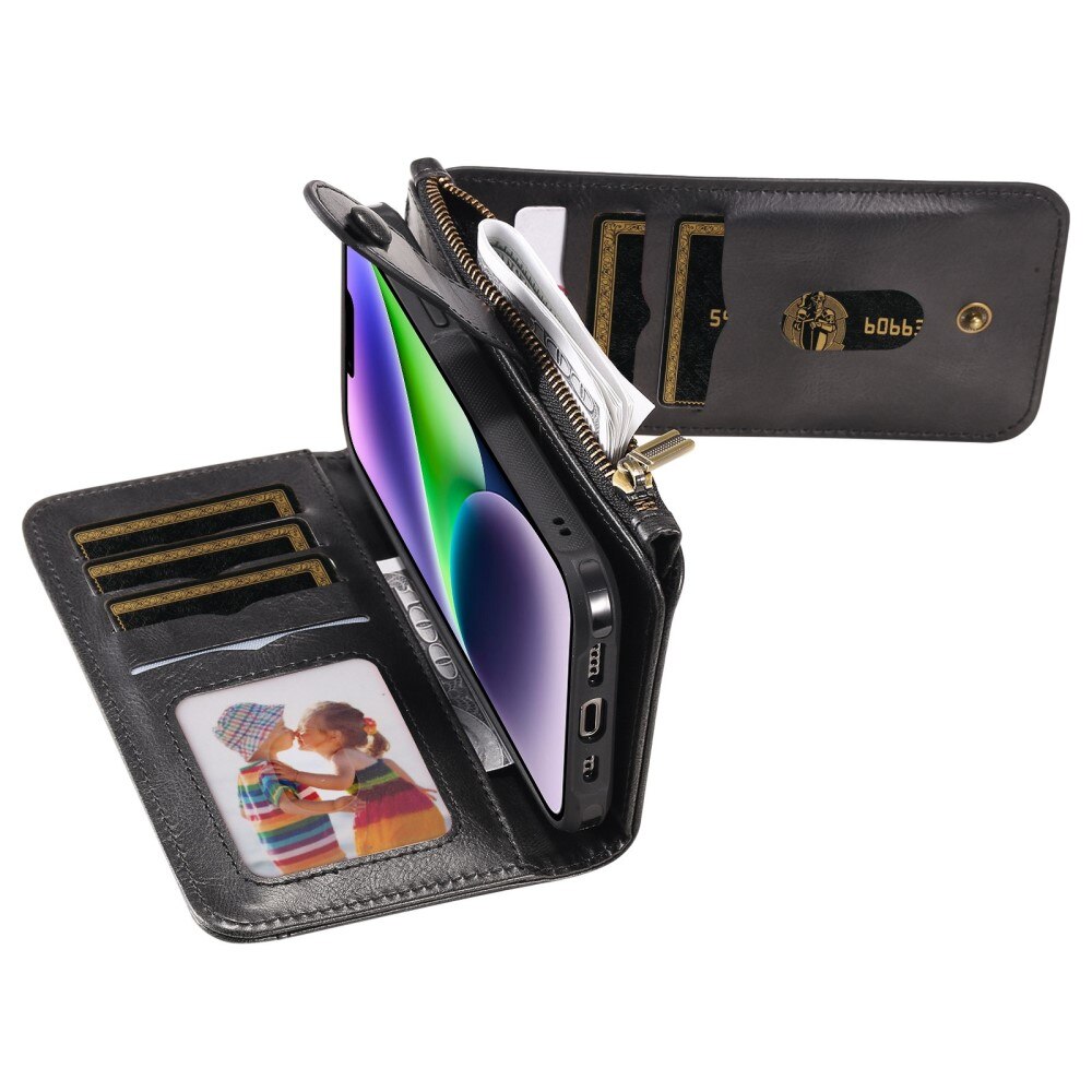 Magnet Leather Multi-Wallet iPhone 14 sort