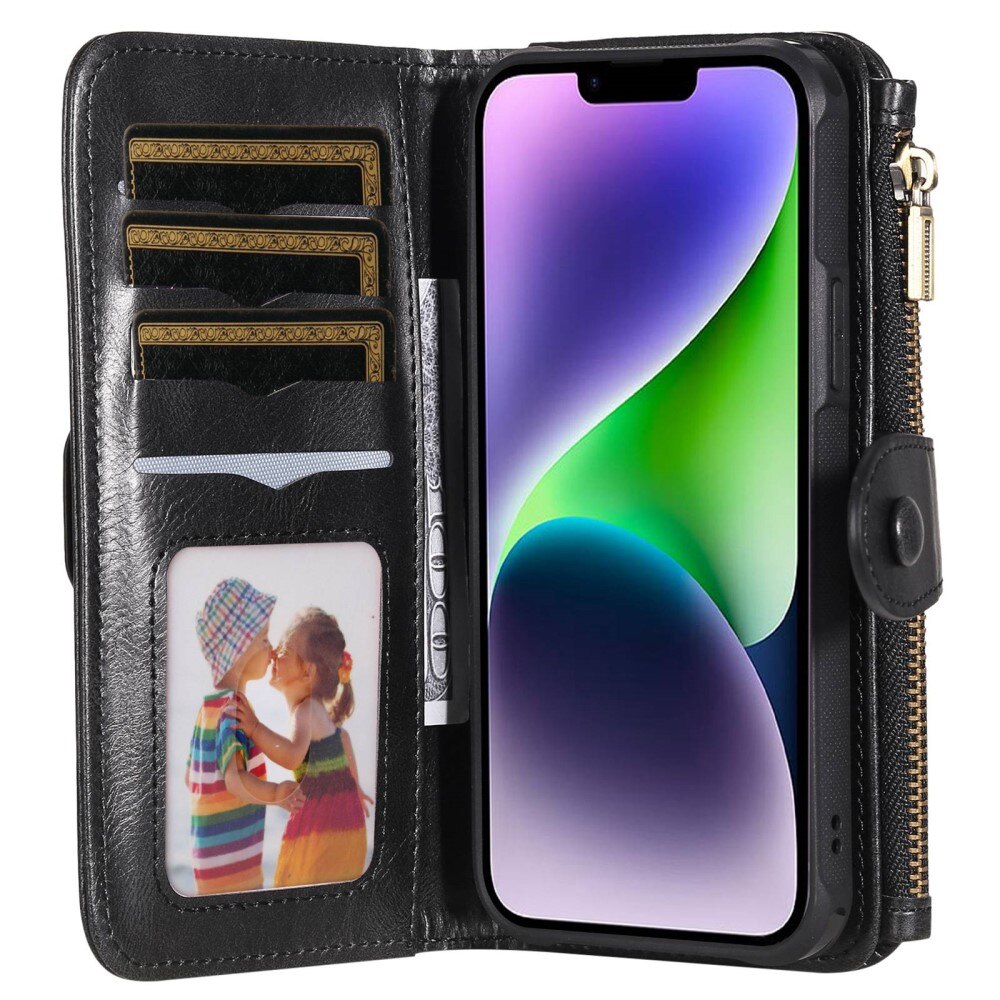 Magnet Leather Multi-Wallet iPhone 14 sort