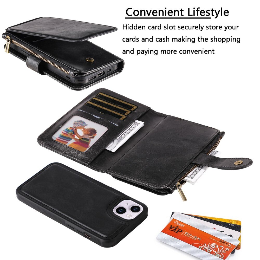 Magnet Leather Multi-Wallet iPhone 14 sort