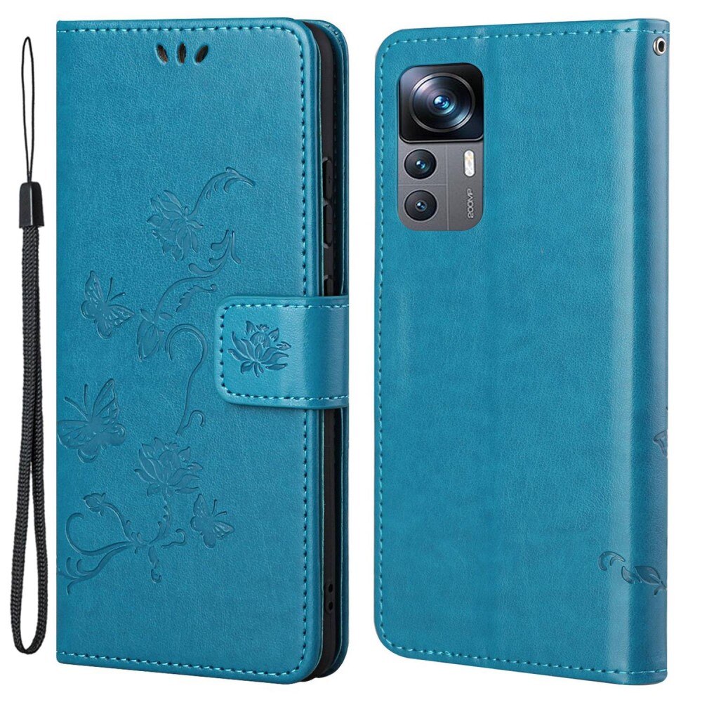 Læderetui Sommerfugle Xiaomi 12T/12T Pro Blå