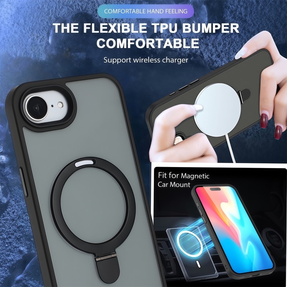 Hybridcover MagSafe Ring iPhone 16e Sort