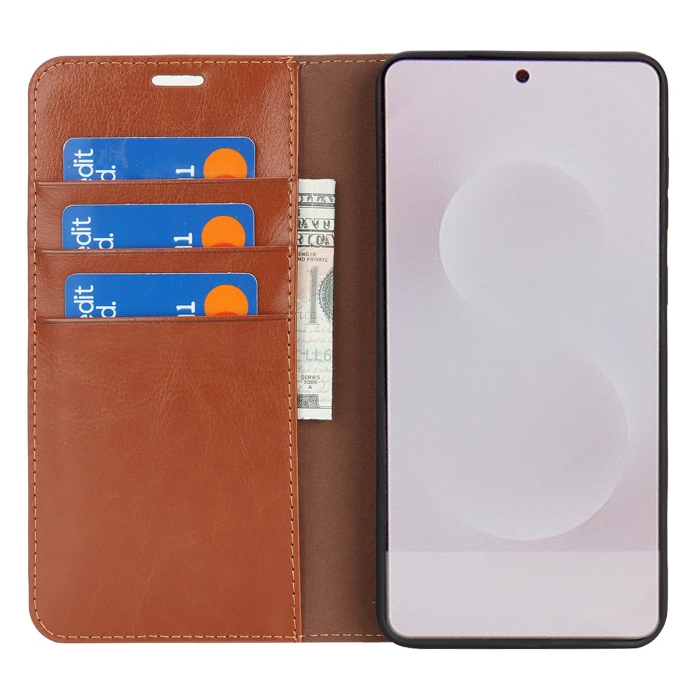 Mobiltaske Ægte Læder Samsung Galaxy S25 Edge Brun