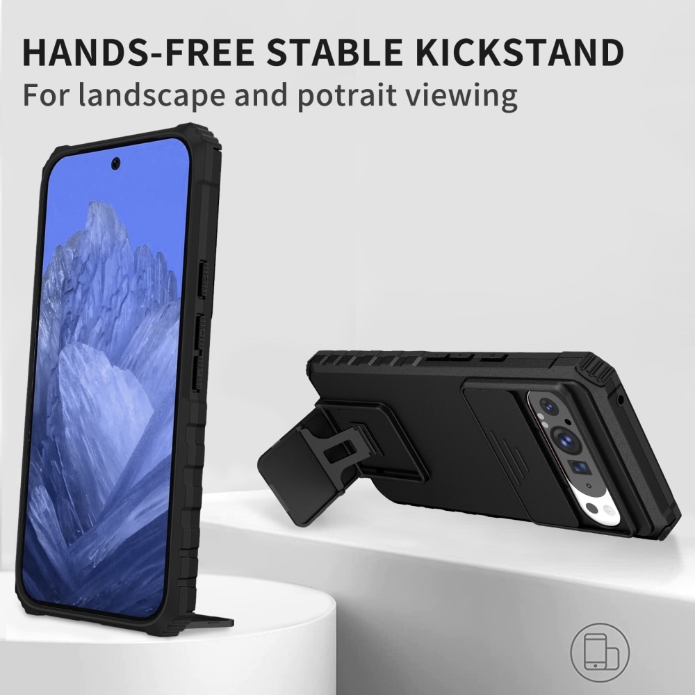 Google Pixel 9 Pro XL Kickstand Cover kamerabeskyttelse Sort
