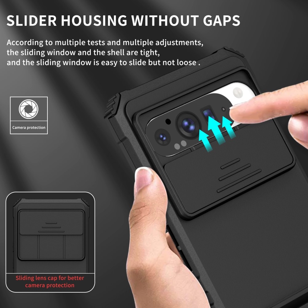 Google Pixel 9 Pro XL Kickstand Cover kamerabeskyttelse Sort