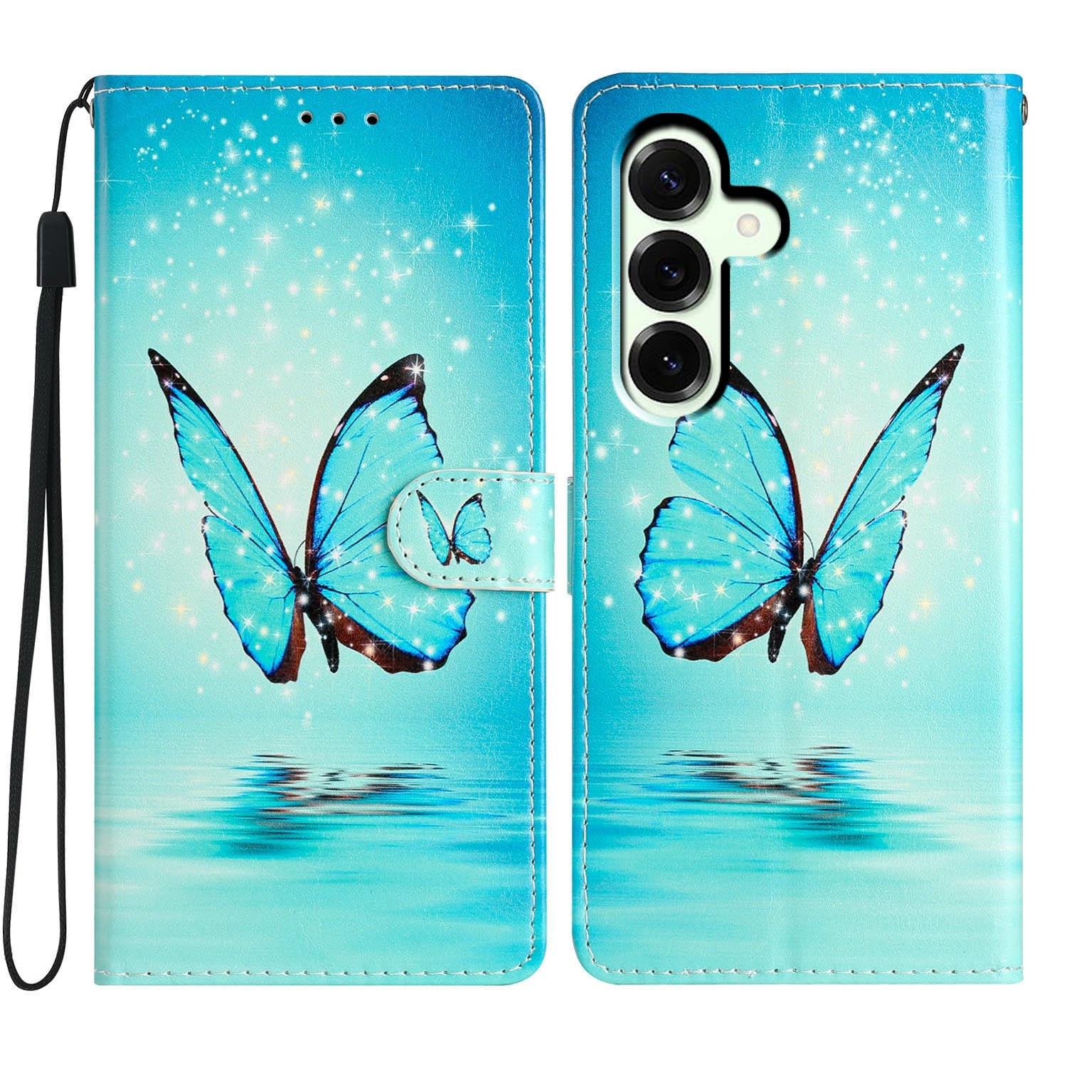 Mobiltaske Samsung Galaxy S25 FE blå sommerfugle