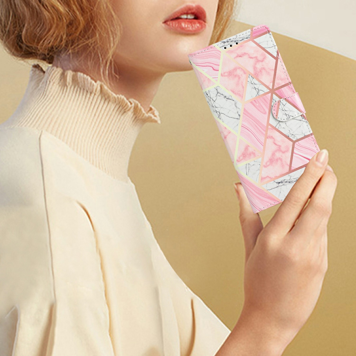 Mobiltaske Samsung Galaxy A17 lyserød marmor