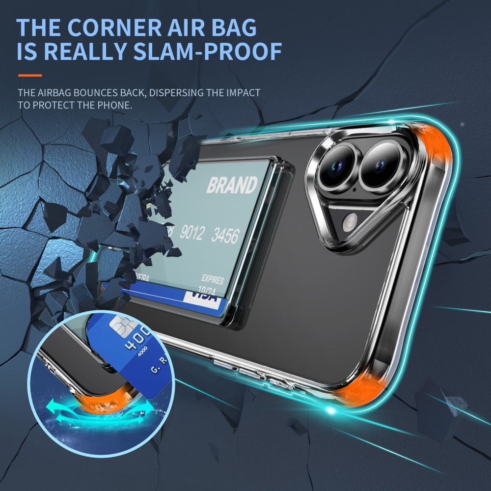 Hybridcover Kortholder iPhone 17 Gennemsigtig