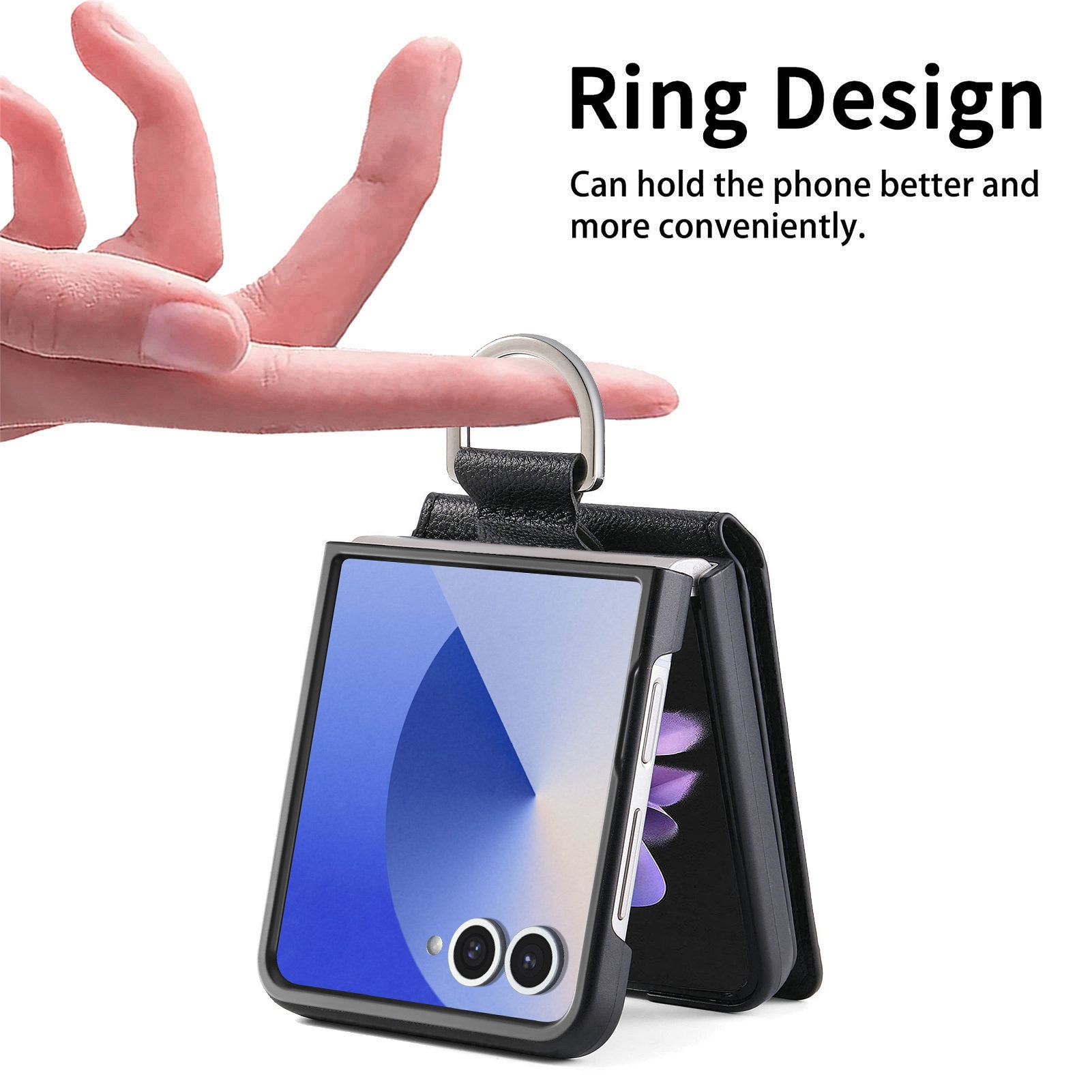 Samsung Galaxy Z Flip 7 Cover Ringholder + Kortholder sort