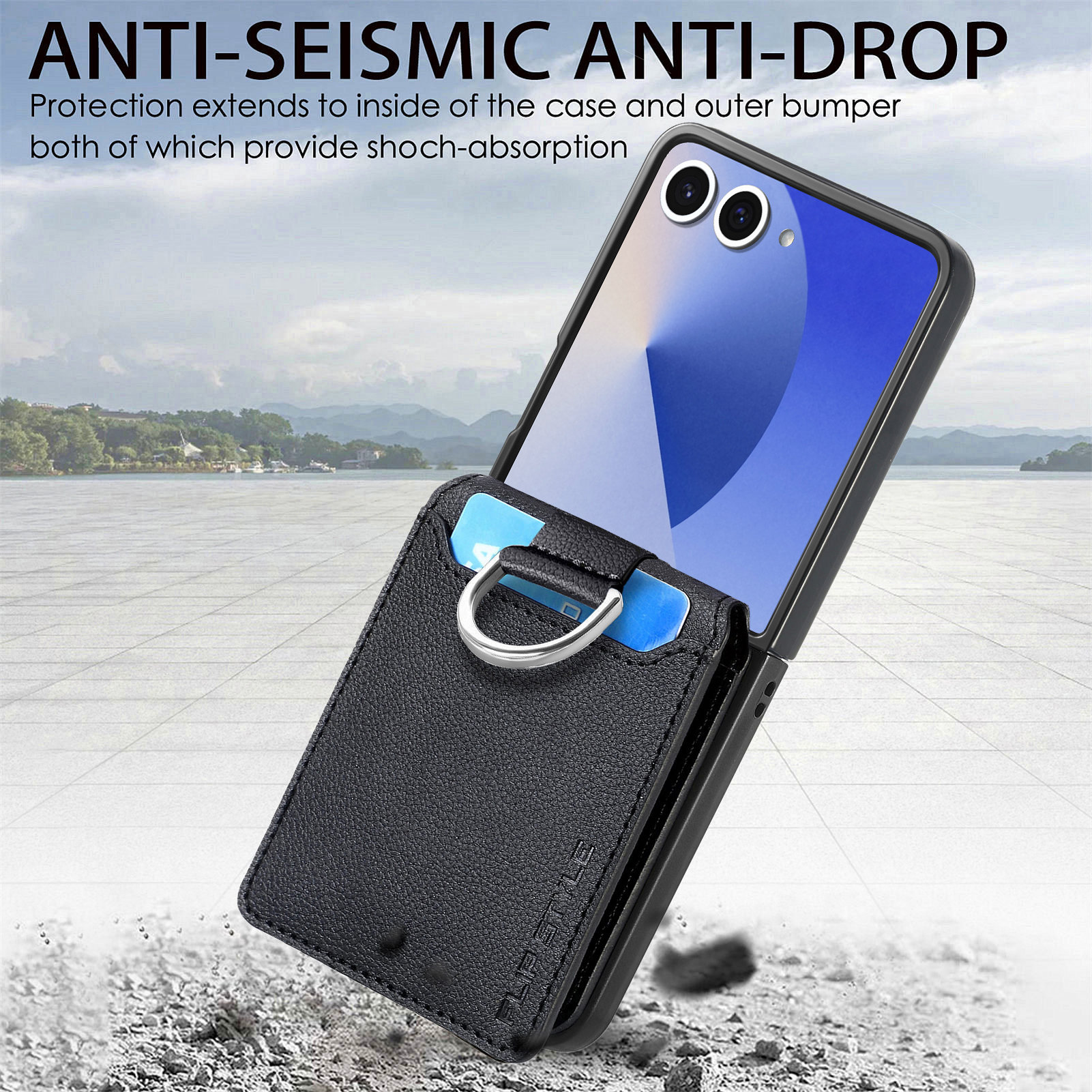 Samsung Galaxy Z Flip 7 Cover Ringholder + Kortholder sort