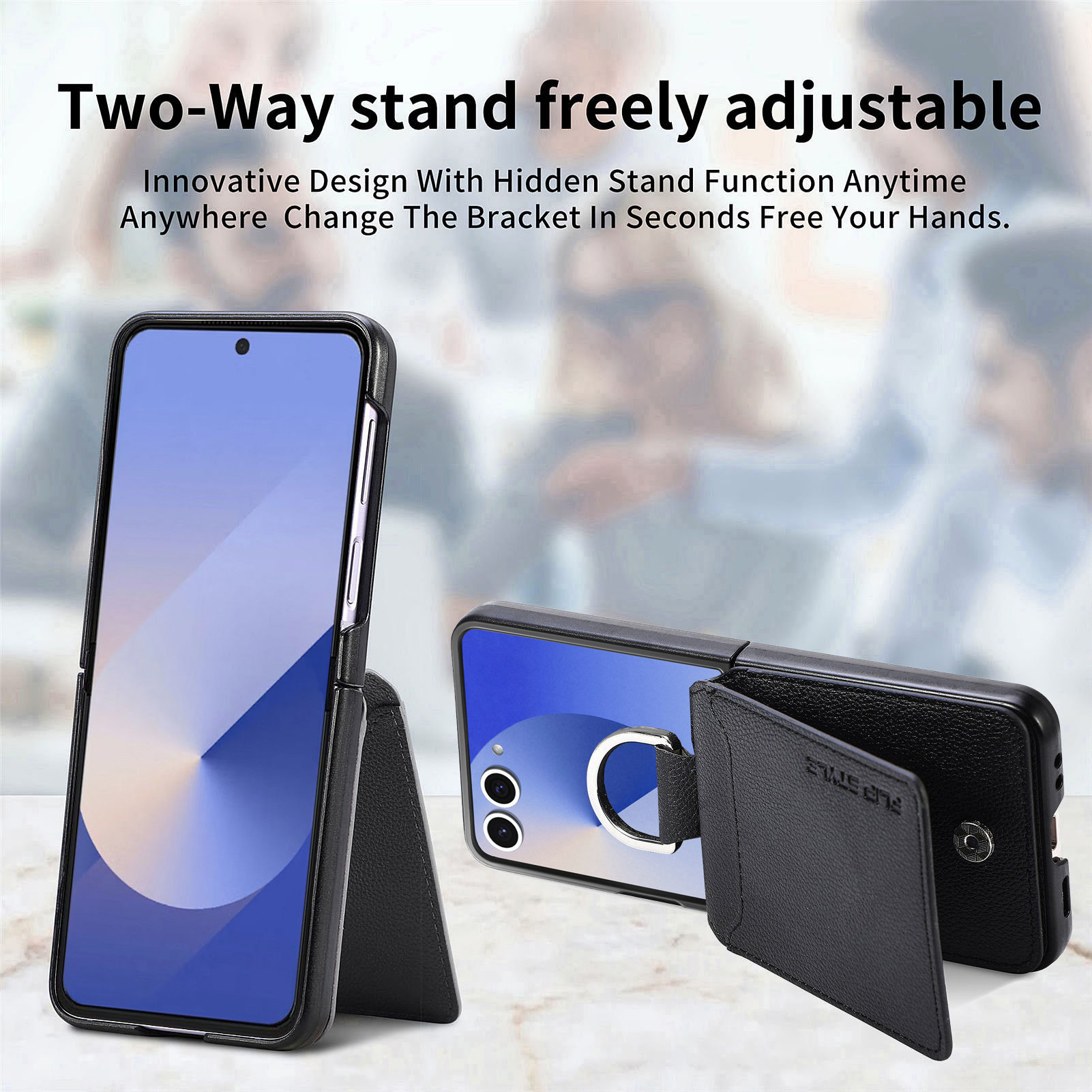 Samsung Galaxy Z Flip 7 Cover Ringholder + Kortholder sort