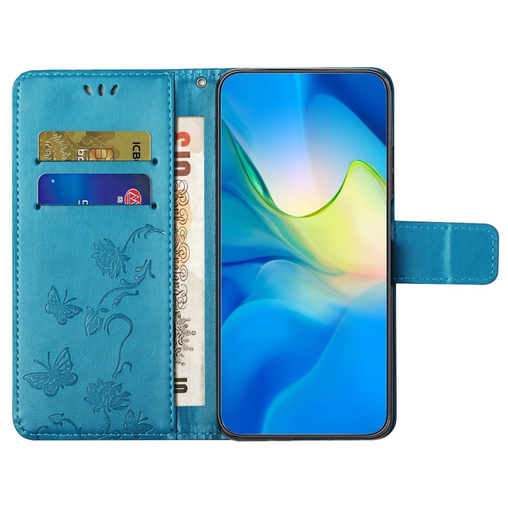 Læderetui Sommerfugle Samsung Galaxy A14 blå