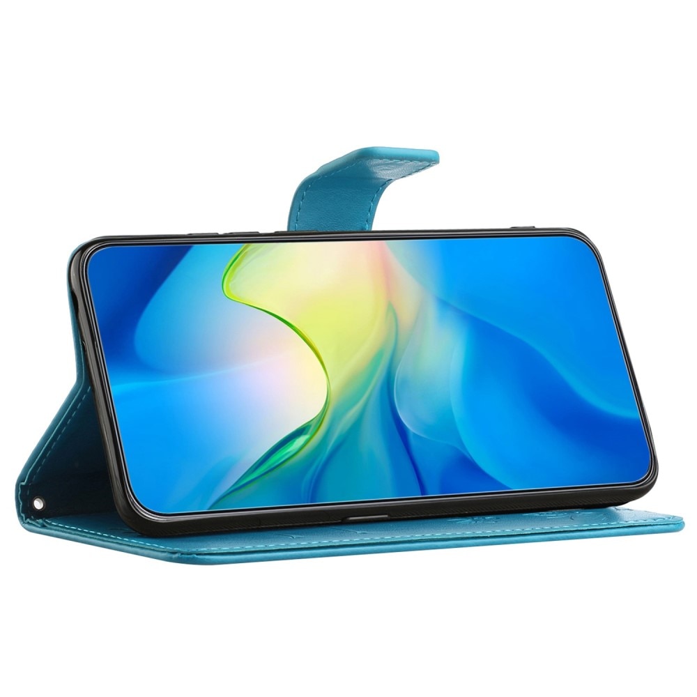Læderetui Sommerfugle Samsung Galaxy A14 blå