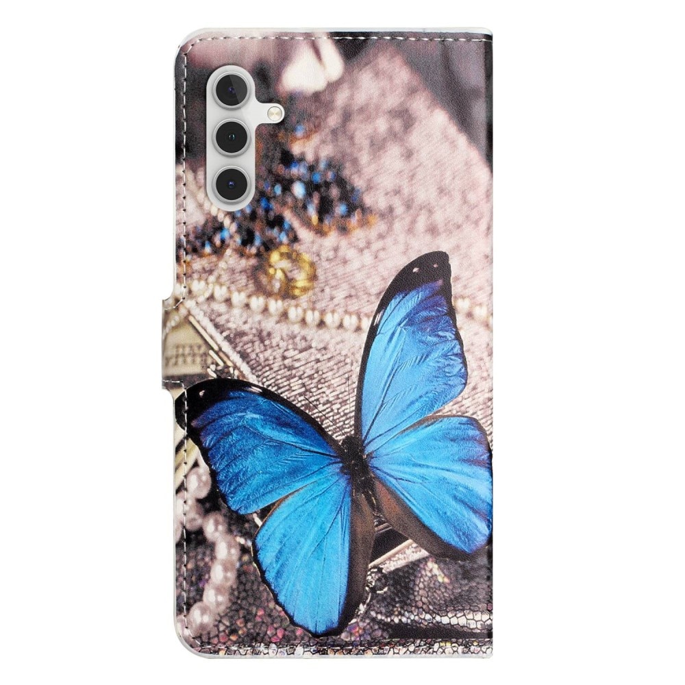 Mobiltaske Samsung Galaxy A14 blå sommerfugl