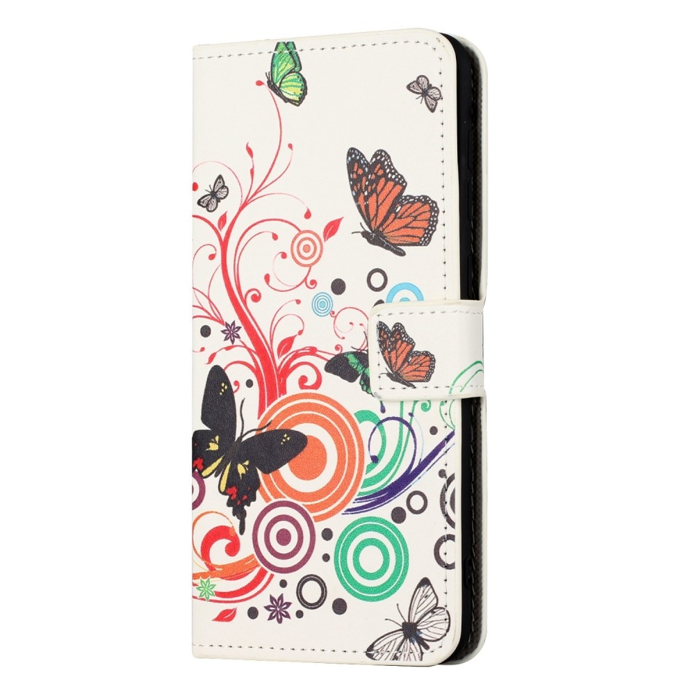 Mobiltaske Samsung Galaxy A14 hvid sommerfugl