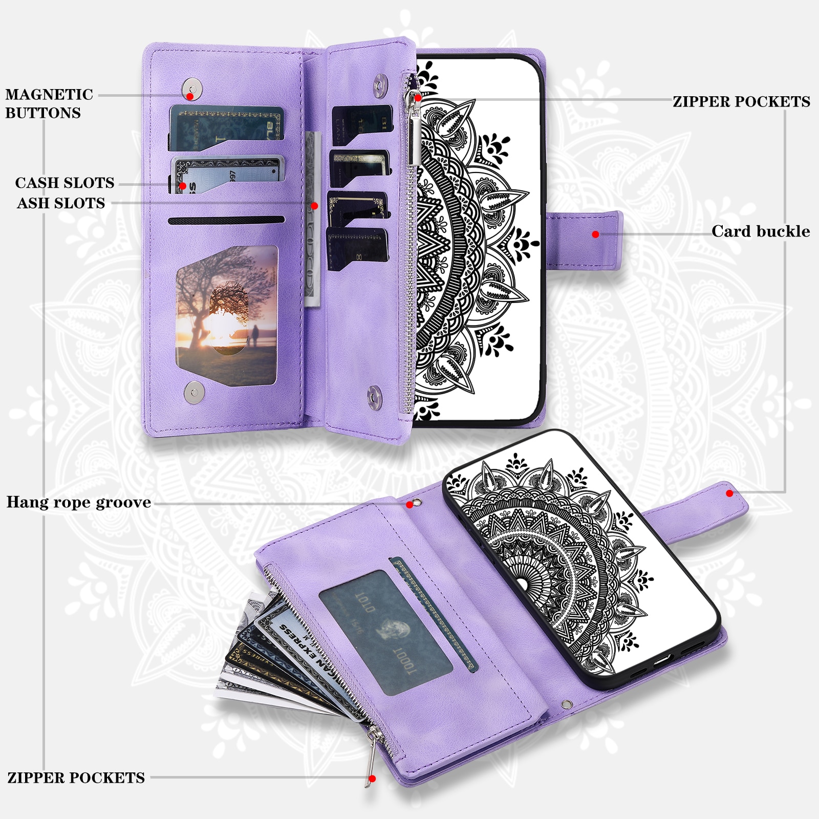 Pung Taske Samsung Galaxy S25 FE Mandala Lilla