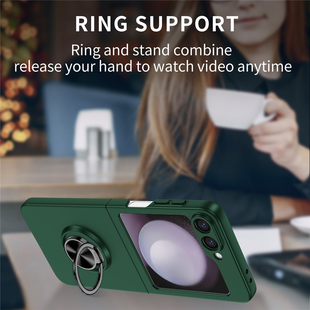 Samsung Galaxy Z Flip 7 Cover magnetisk ringholder Grøn