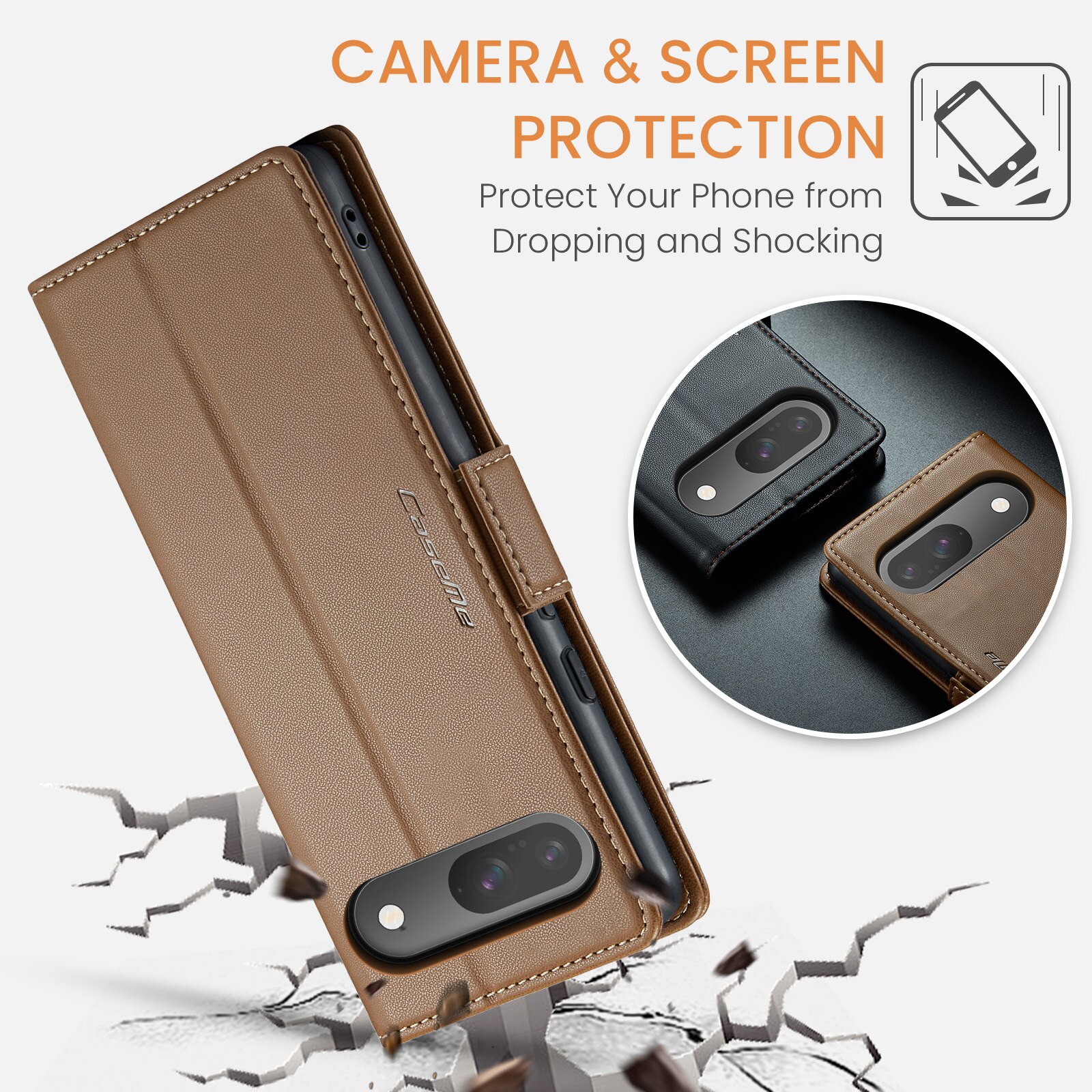 RFID blocking Slim Pung Etui Google Pixel 10 Brun