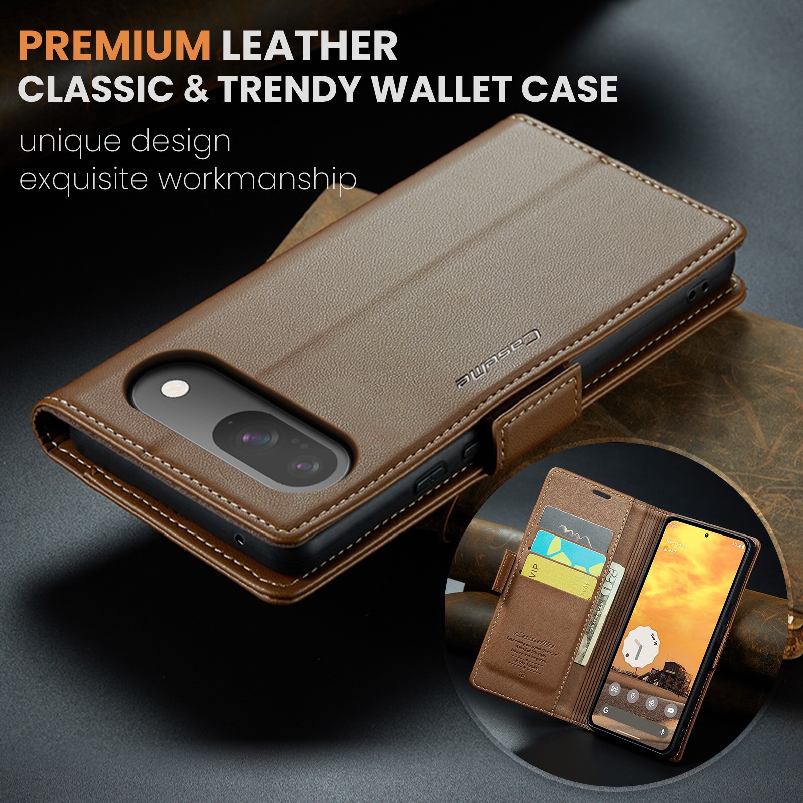RFID blocking Slim Pung Etui Google Pixel 10 Brun
