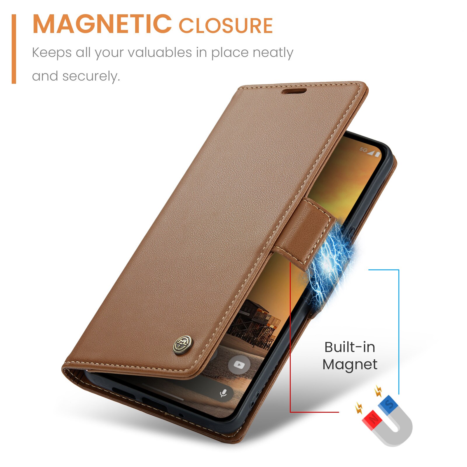 RFID blocking Slim Pung Etui Google Pixel 10 Brun