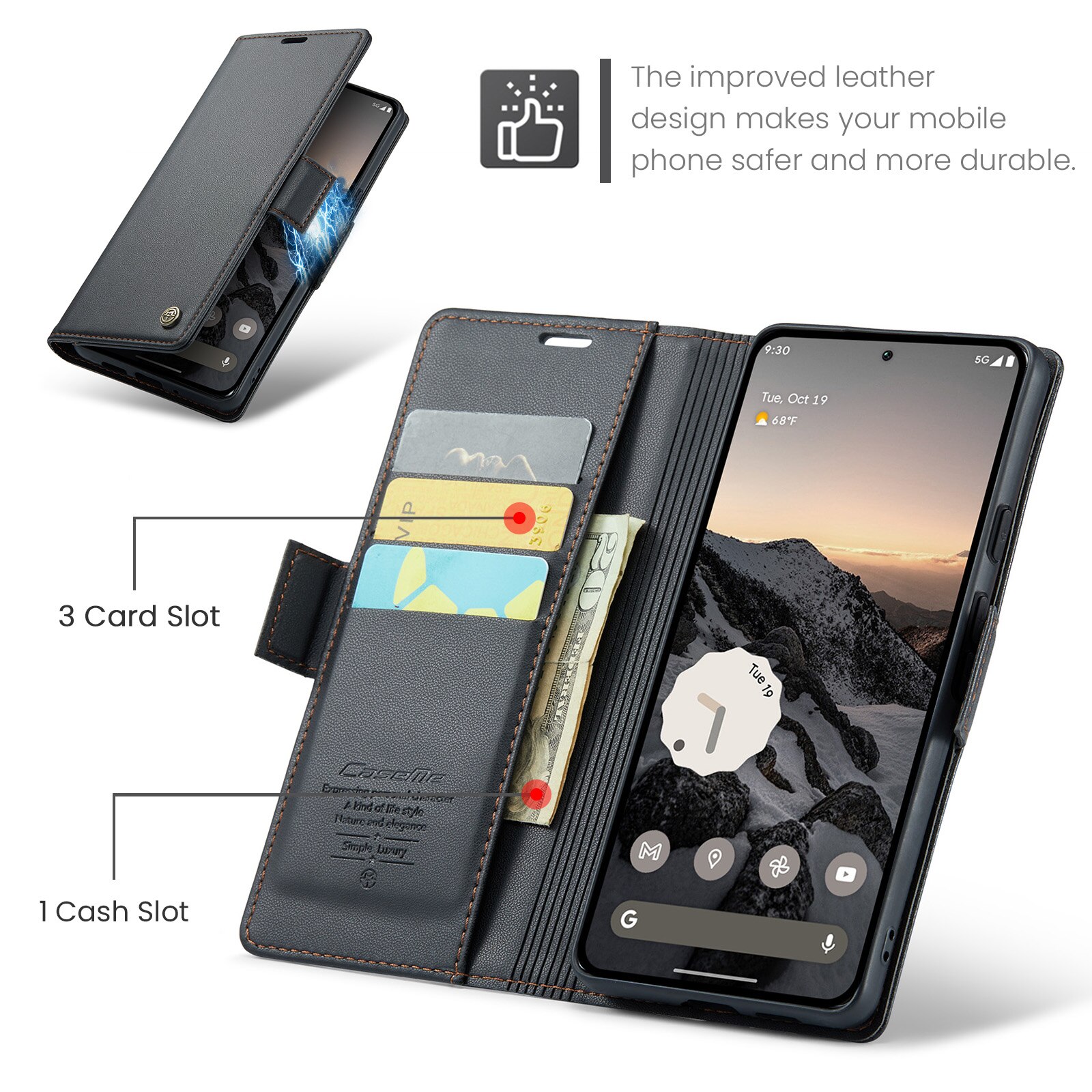 RFID blocking Slim Pung Etui Google Pixel 10 Sort