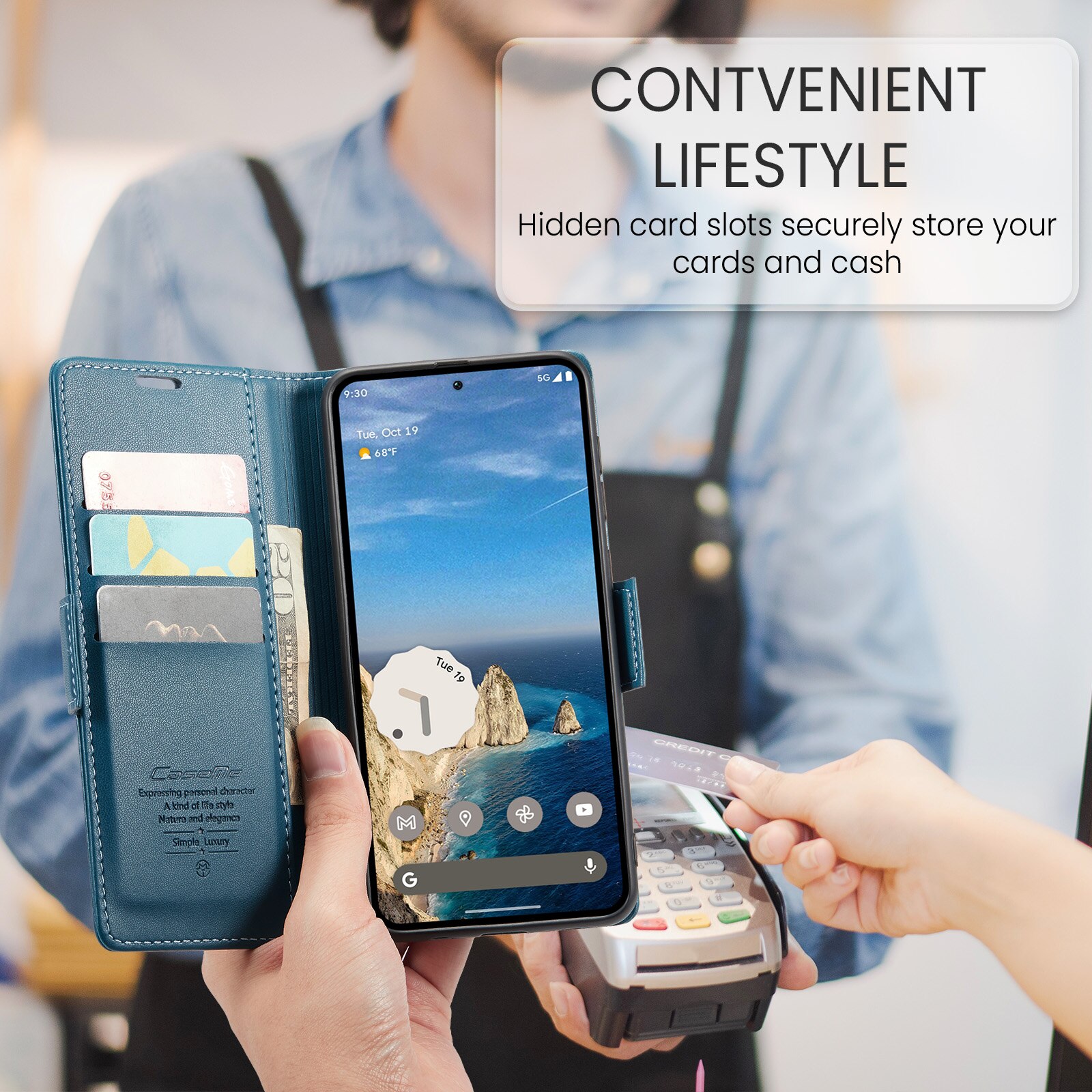 RFID blocking Slim Pung Etui Google Pixel 10 Pro Blå