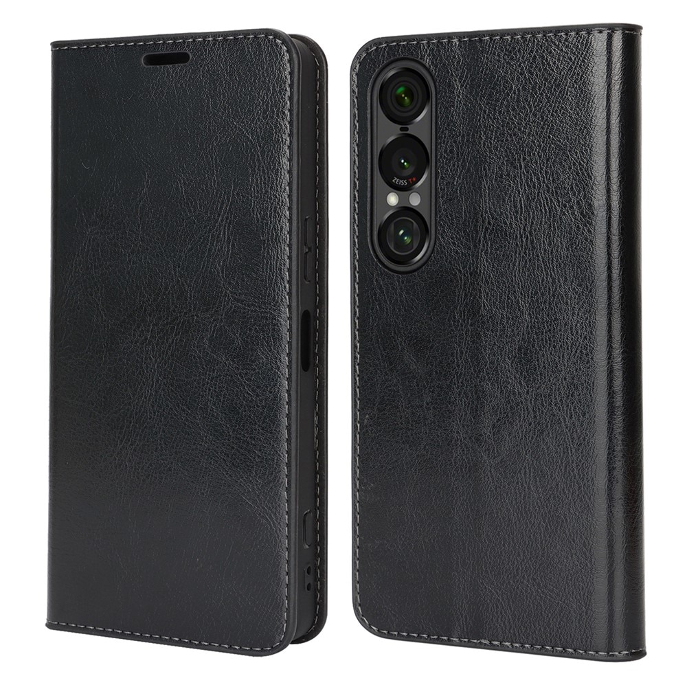 Mobiltaske Ægte Læder Sony Xperia 1 VII Sort