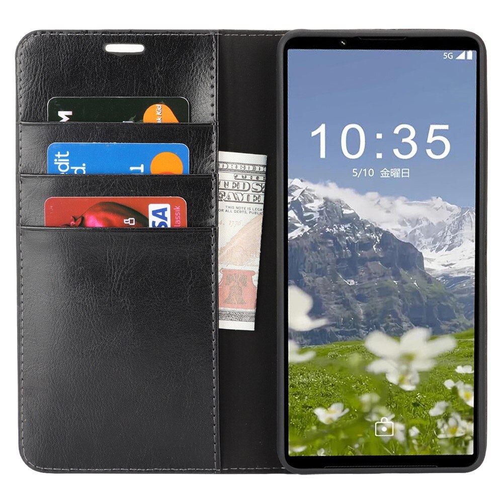 Mobiltaske Ægte Læder Sony Xperia 1 VII Sort