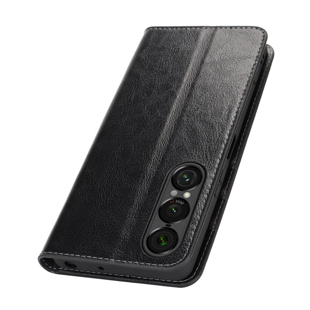 Mobiltaske Ægte Læder Sony Xperia 1 VII Sort