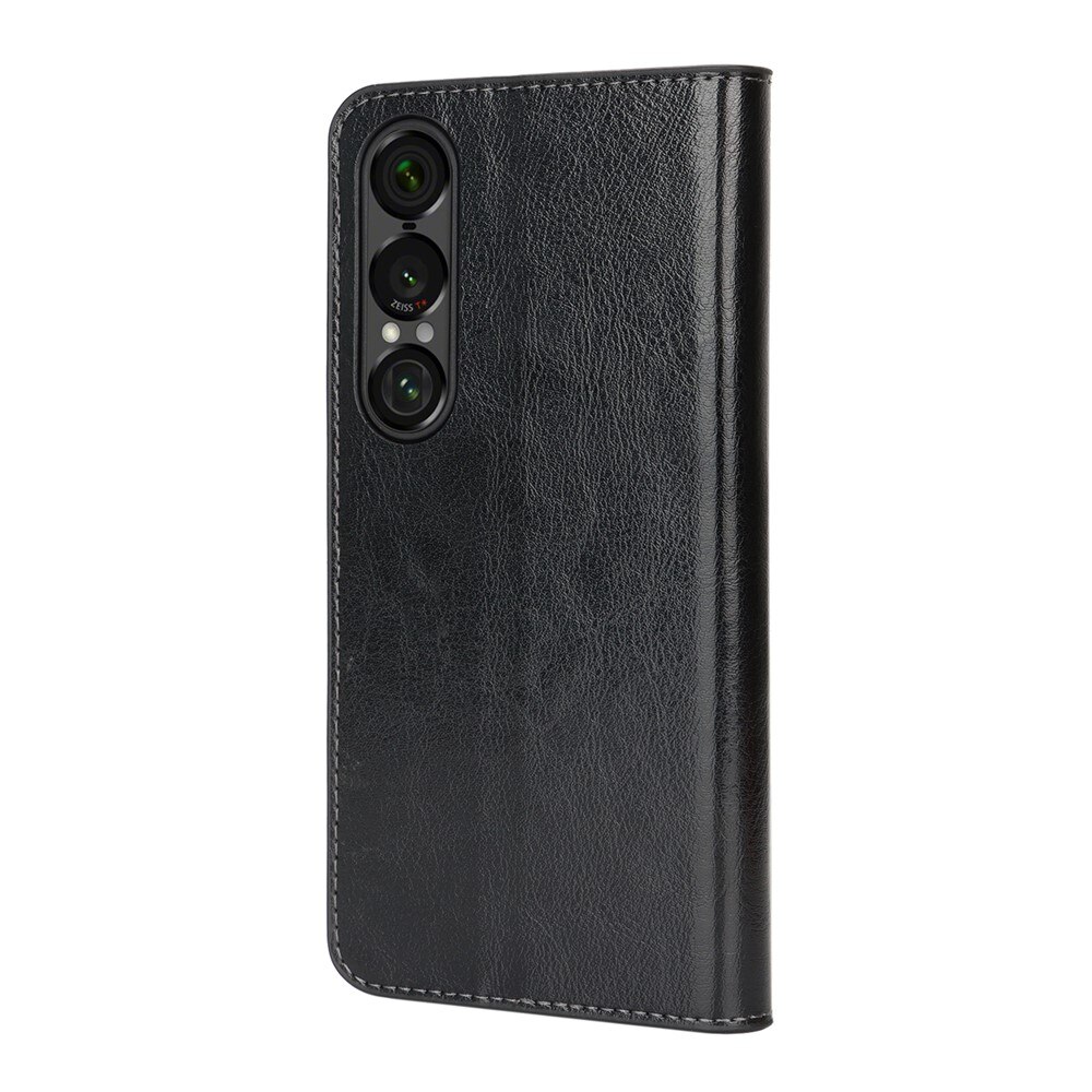 Mobiltaske Ægte Læder Sony Xperia 1 VII Sort
